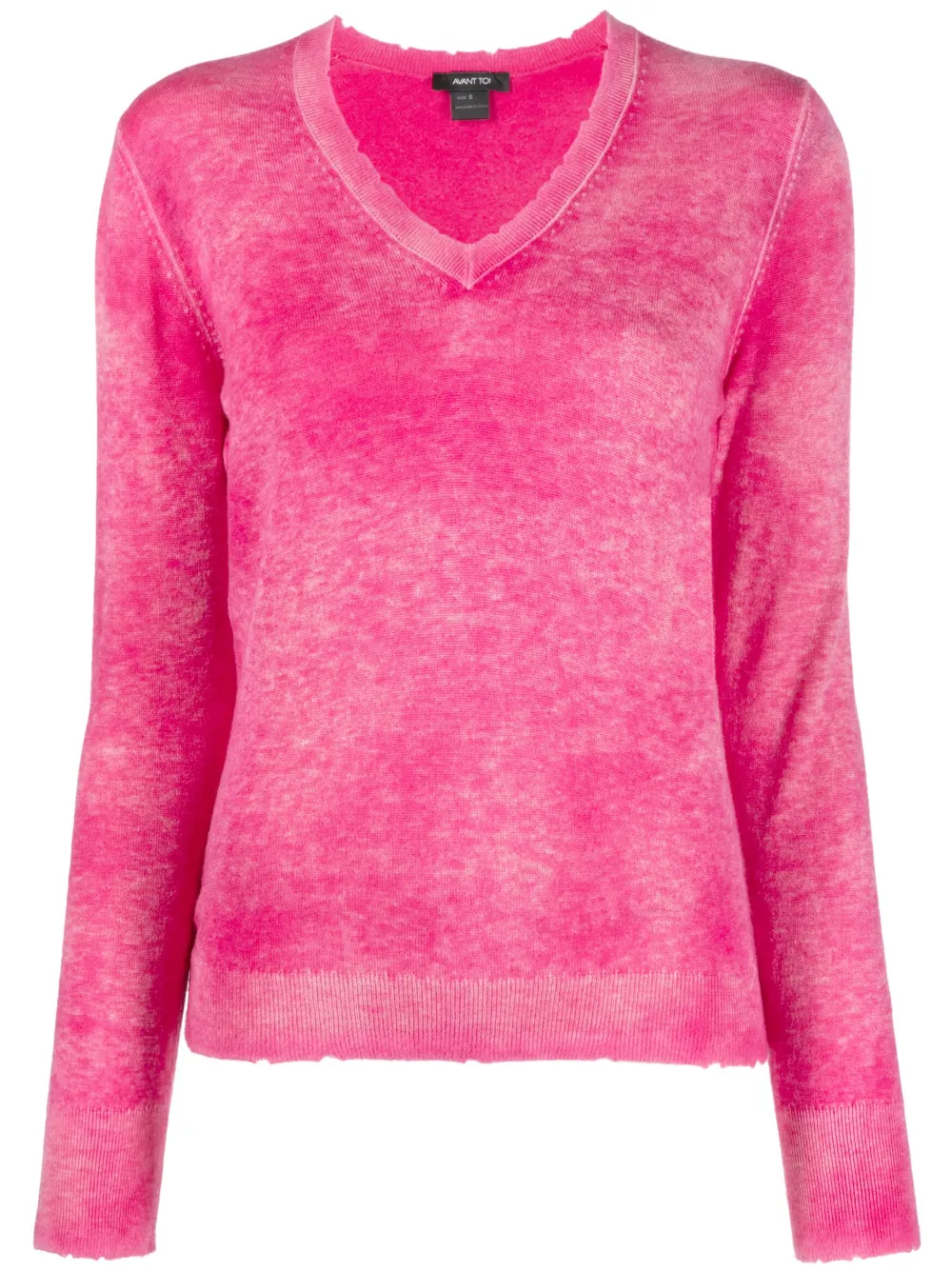Avant Toi faded-effect V-neck jumper - Pink
