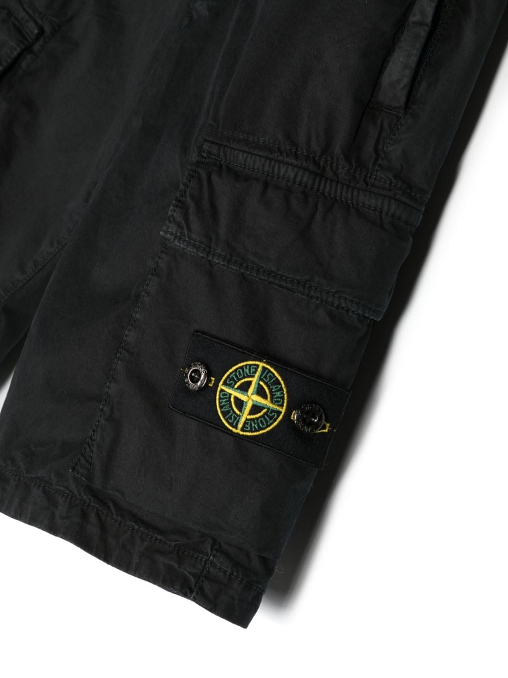 Shop Stone Island Junior Side Logo-patch Cargo Shorts In Black