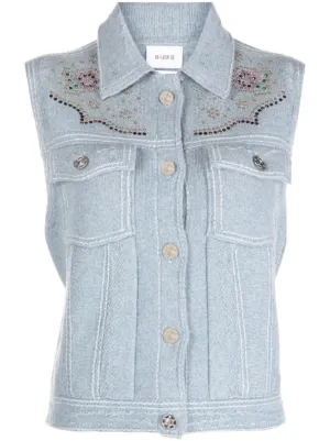 White denim best sale sleeveless vest