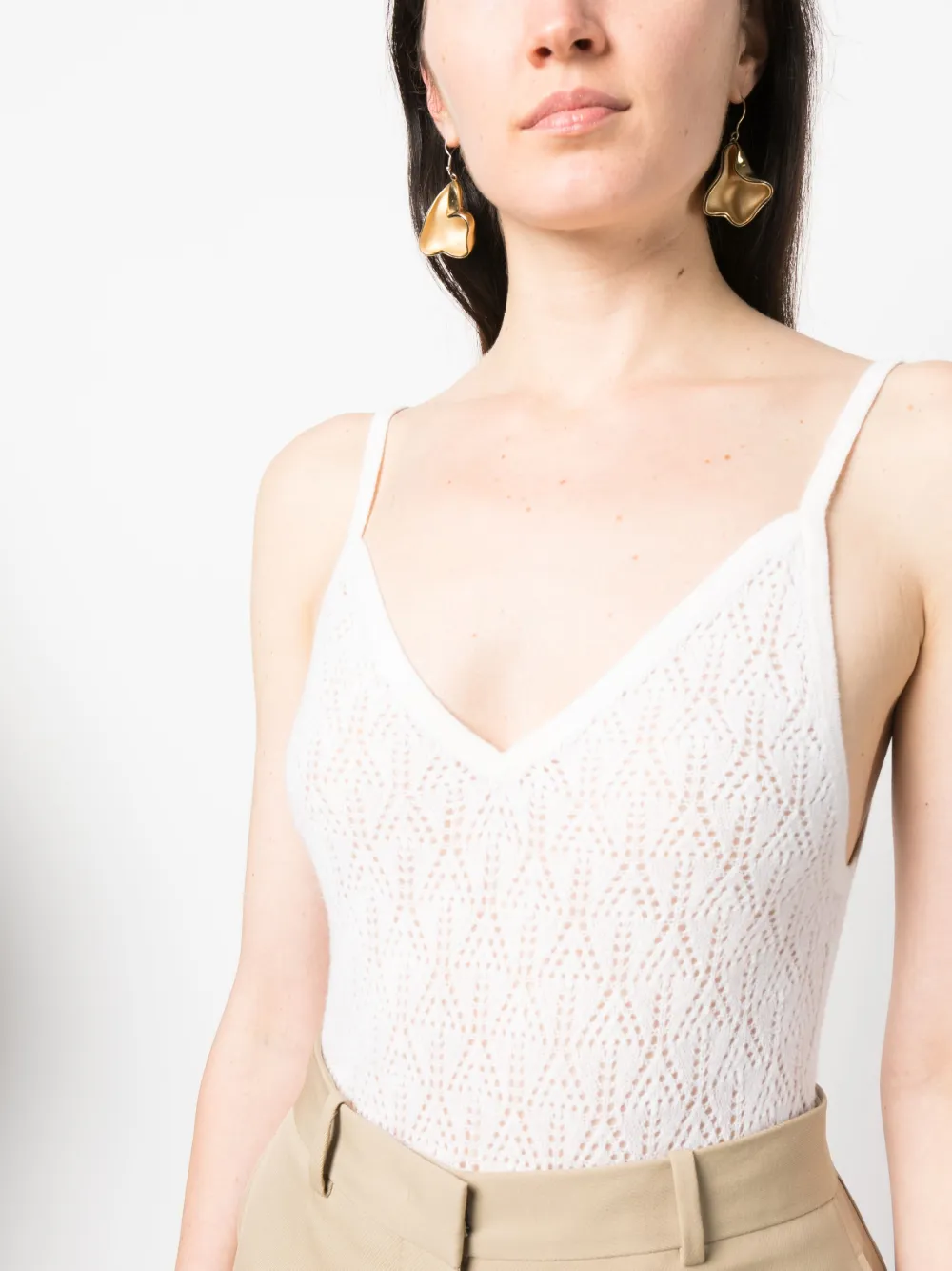 Barrie Spaghetti-strap Cashmere Top In Neutrals