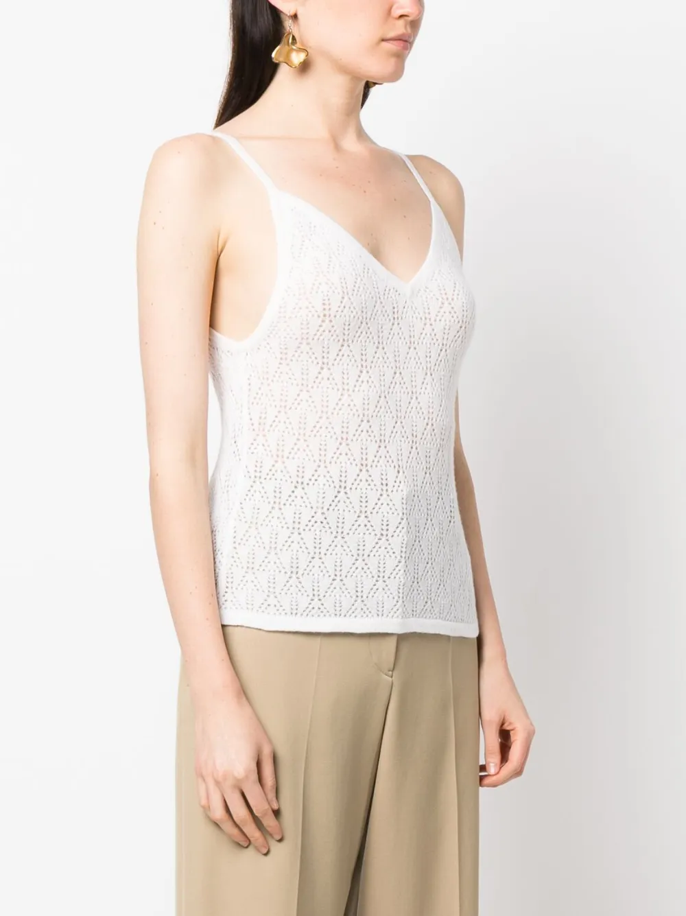 Barrie Spaghetti-strap Cashmere Top In Neutrals