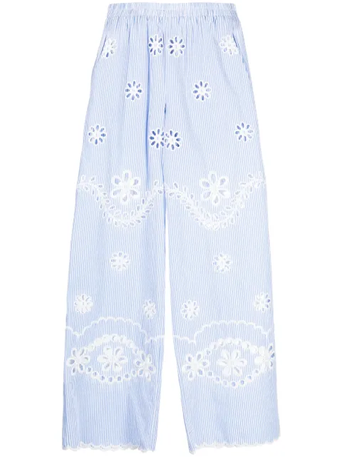 RED Valentino guipure-embroidered wide-leg trousers