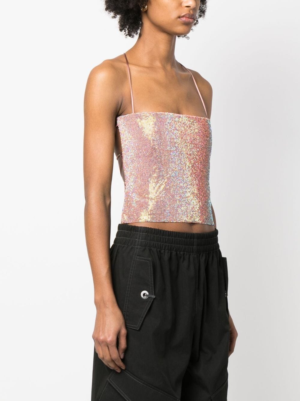 Shop Benedetta Bruzziches Fiona Crystal-embellished Top In Gold
