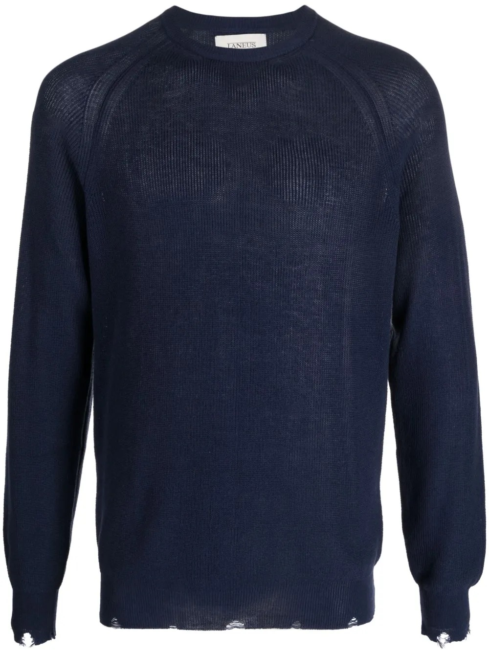 Laneus distressed-effect ribbed-knit jumper - Blue