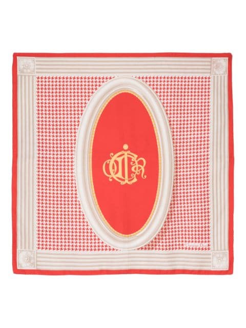 Christian Dior - pre-owned logo houndstooth silk scarf