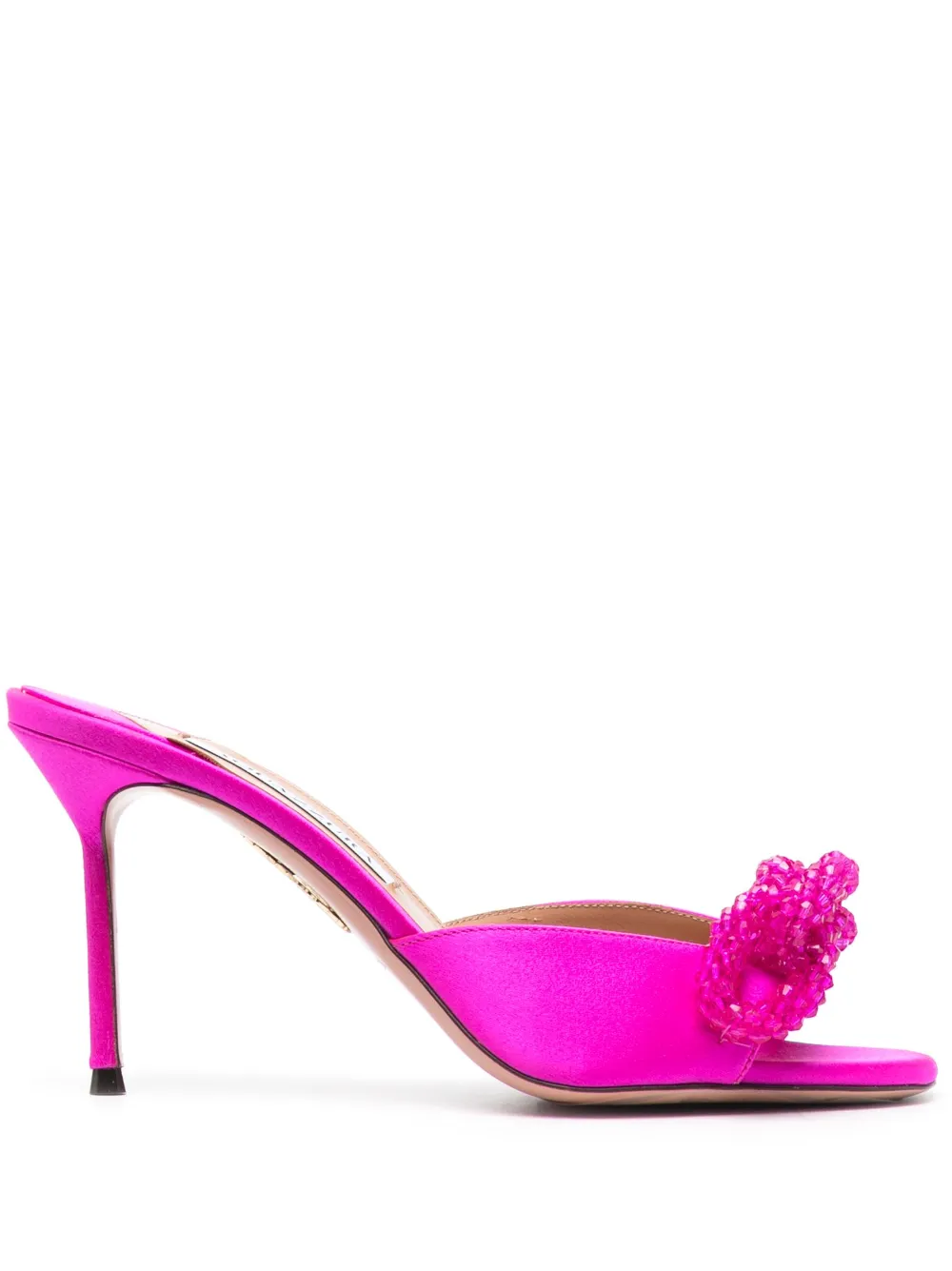 Aquazzura 85mm Chain Of Love Satin Mules In Pink