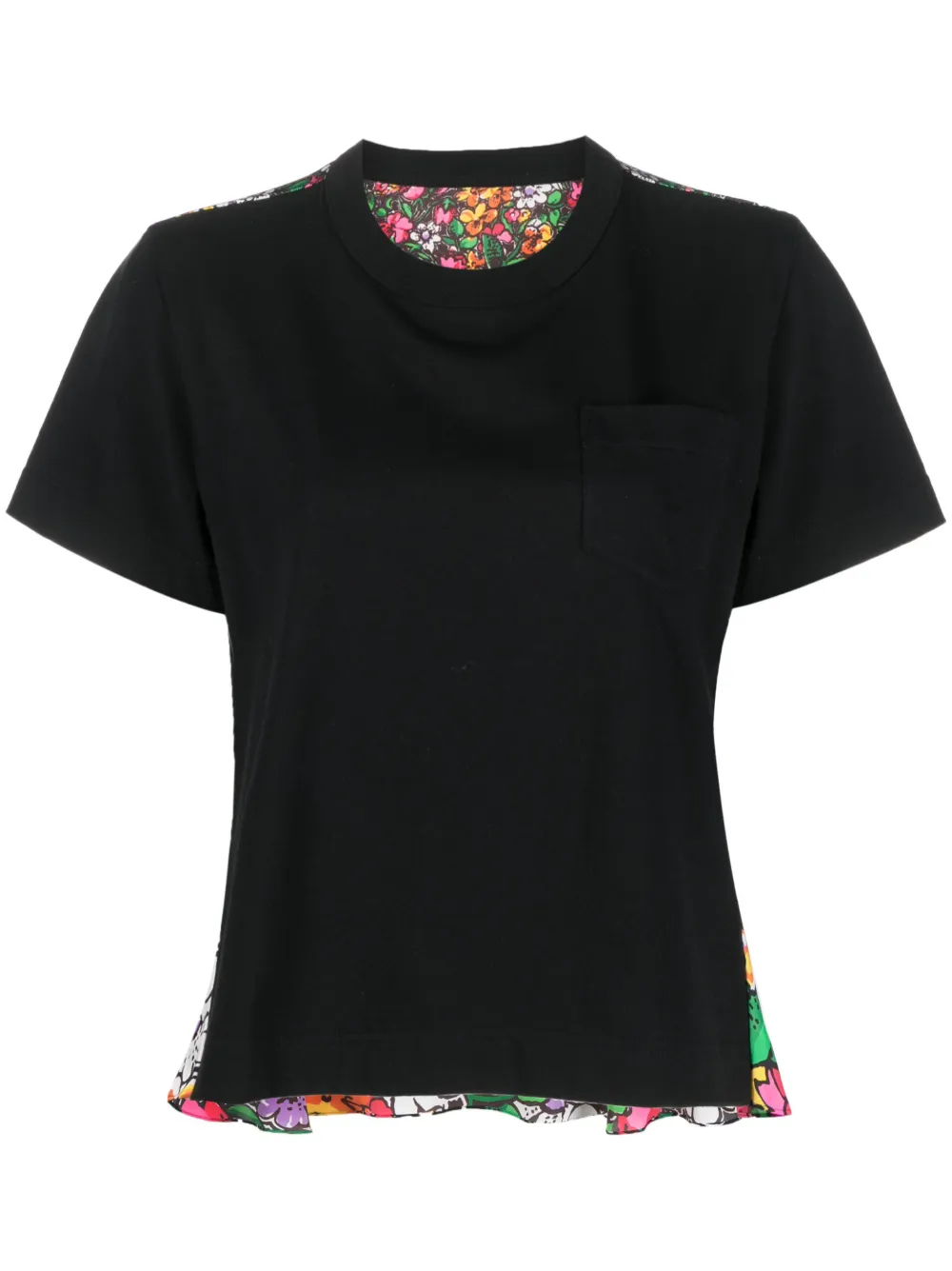 sacai floral-print crew-neck T-shirt - Black