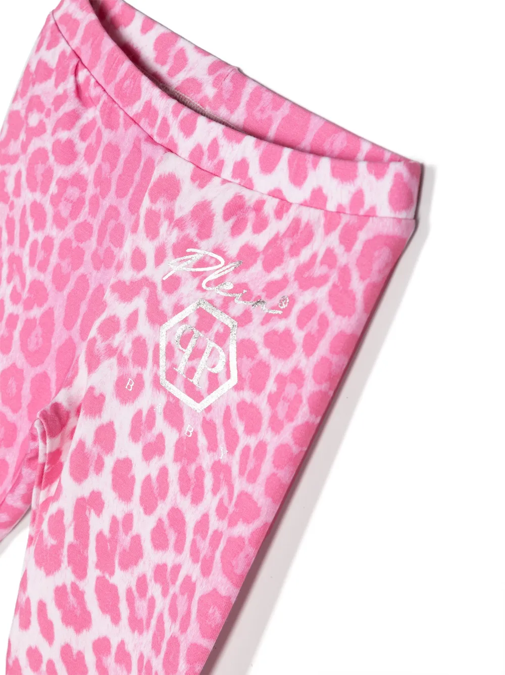 Philipp Plein Junior Metallic Cheetah-print Babygrow Set In Pink