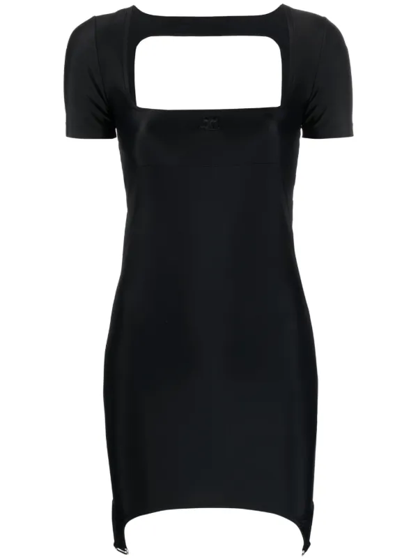 【関税&送料込】Courreges Black Polyester Mini Dress COTTON MINI DRESS - courrèges