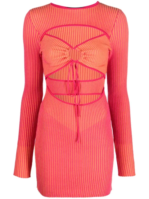 cut-out ribbed knit dress
