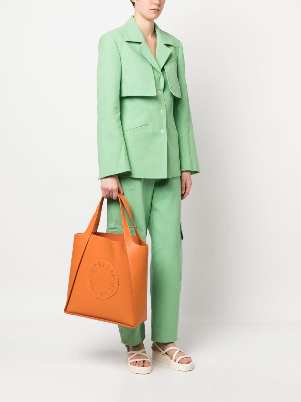 Stella McCartney Shopper met geperforeerd logo - Oranje