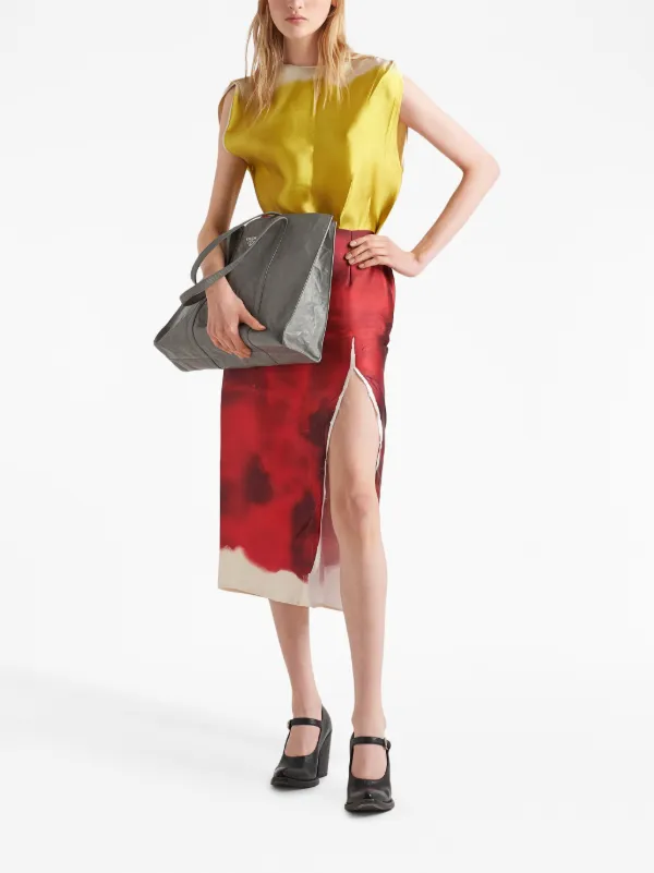 Prada レザー ハンドバッグ | グレー | FARFETCH JP