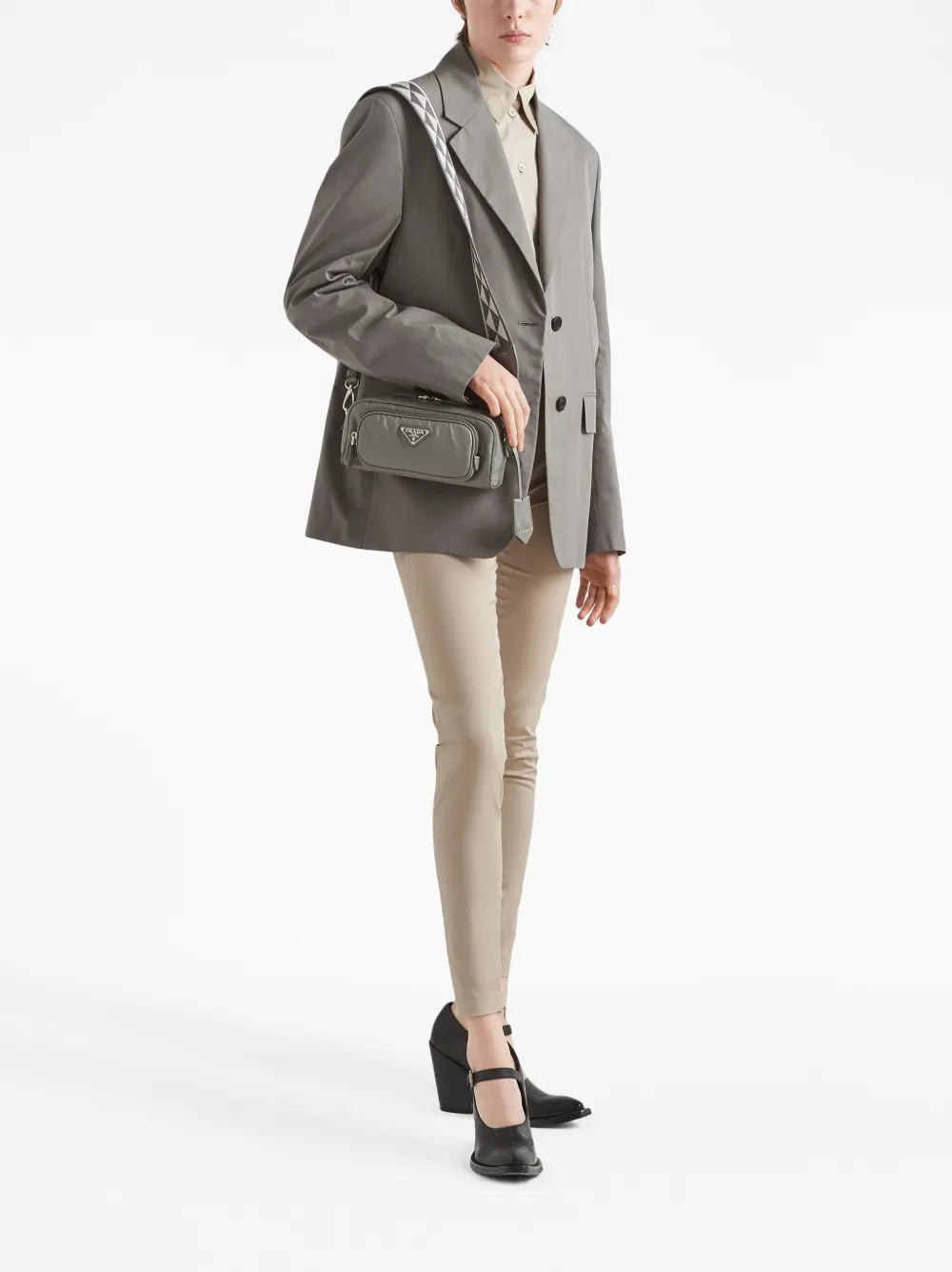 Prada Leren schoudertas - Grijs Top Merken Winkel