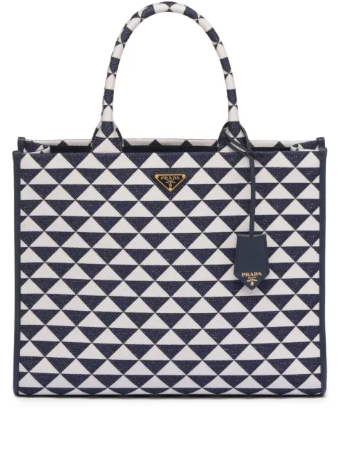 Prada large Symbole embroidered tote bag