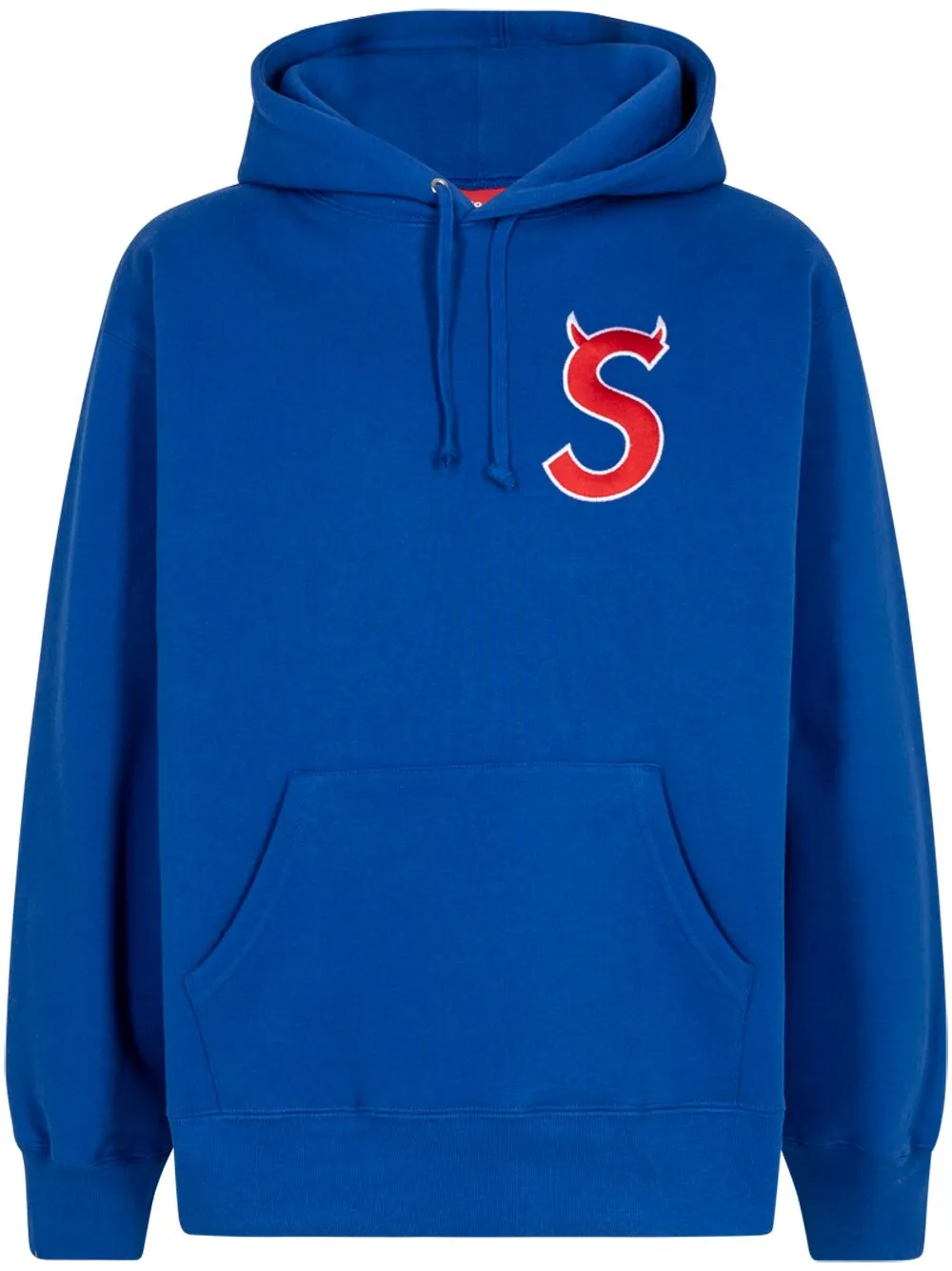 Supreme logo print Cotton Hoodie Blue FARFETCH