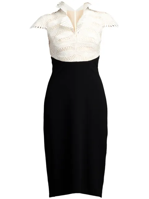 Tadashi Shoji two-tone crochet midi dress