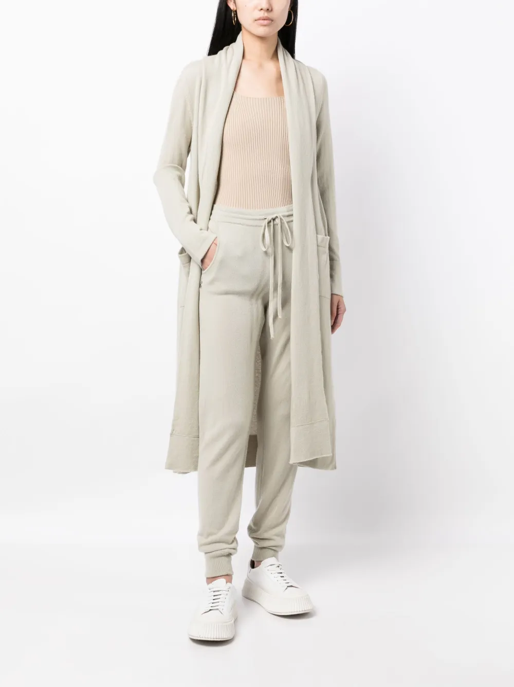 Teddy Cashmere Broek met elastische taille - Groen