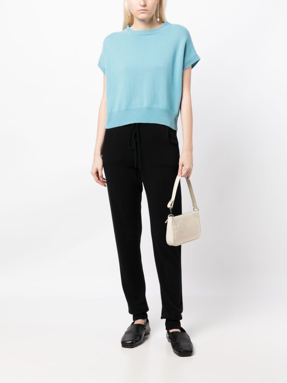 Shop Teddy Cashmere Genova Sleeveless Cropped Cashmere Jumper In Blue