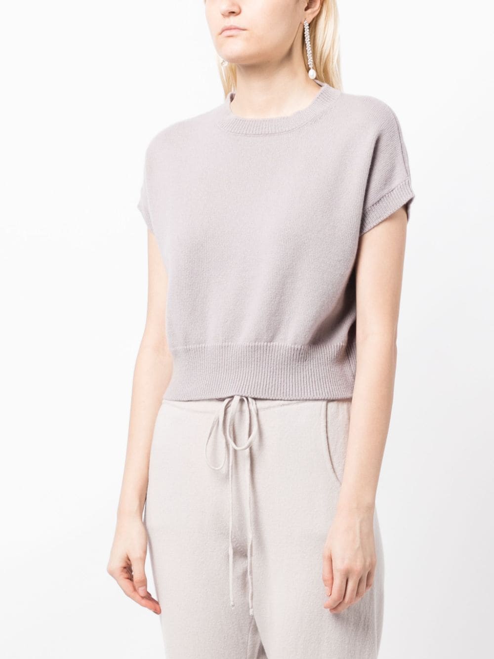 Shop Teddy Cashmere Genova Sleeveless Cropped Cashmere Jumper In Grey