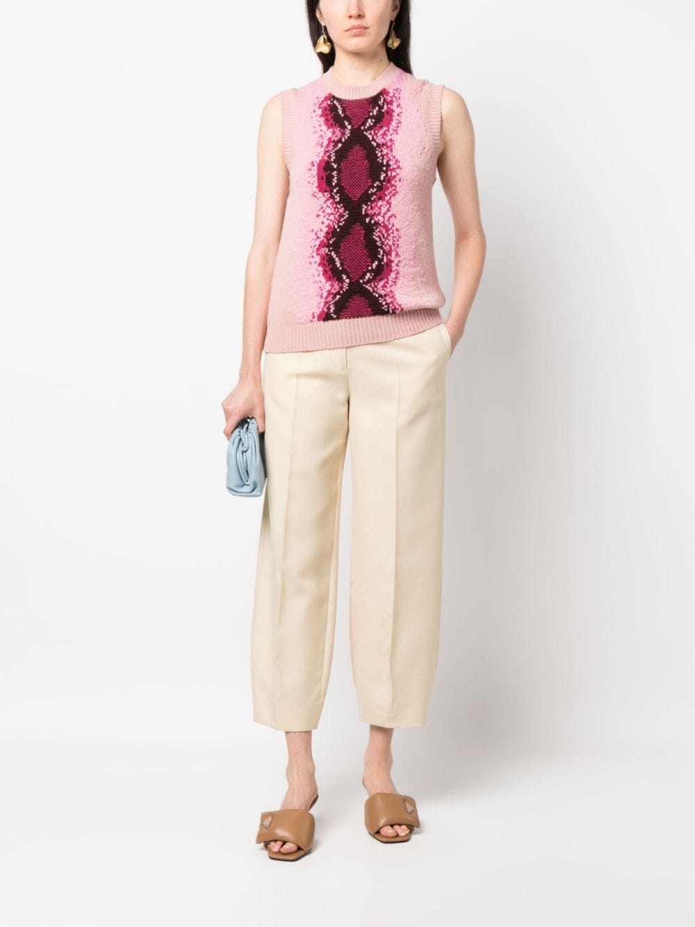 Shop Barrie Python Intarsia-knit Vest In Pink