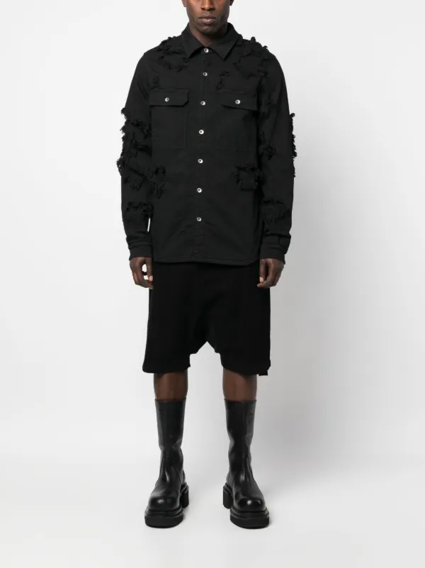 【RICK OWENS】シャツジャケット Rick Owens Outershirt レザーシャツジャケット | グレー