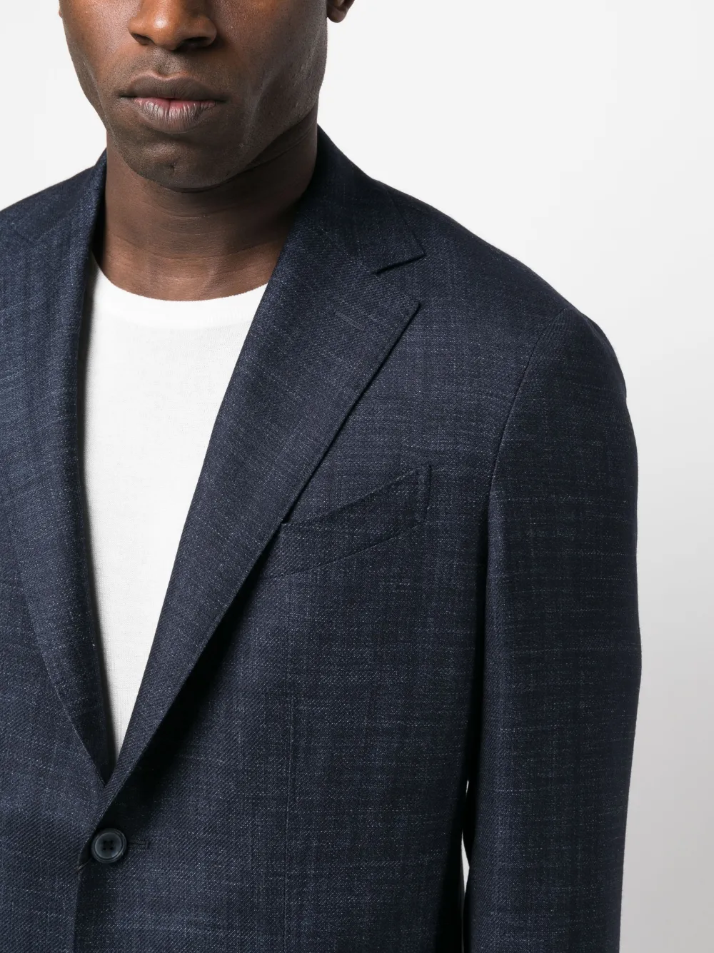 Corneliani Single-breasted Chambray Blazer In Blau