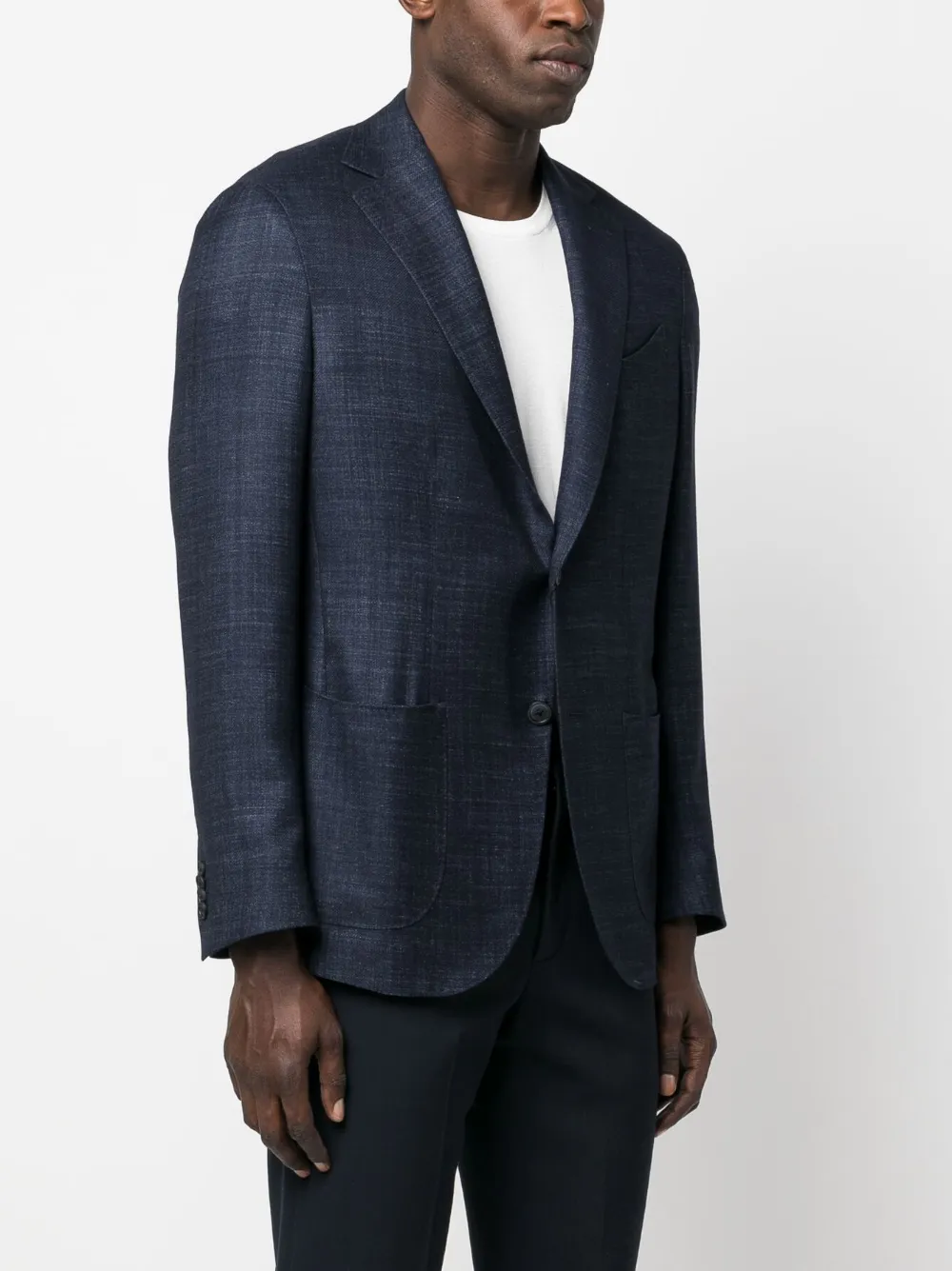 Corneliani Single-breasted Chambray Blazer In Blau