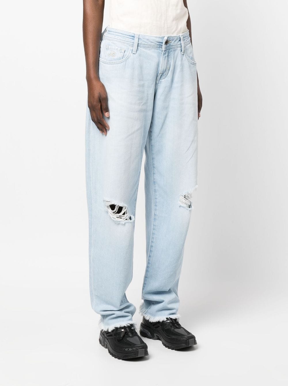 Shop Jacob Cohen Distressed-detail Denim Jeans In Blue