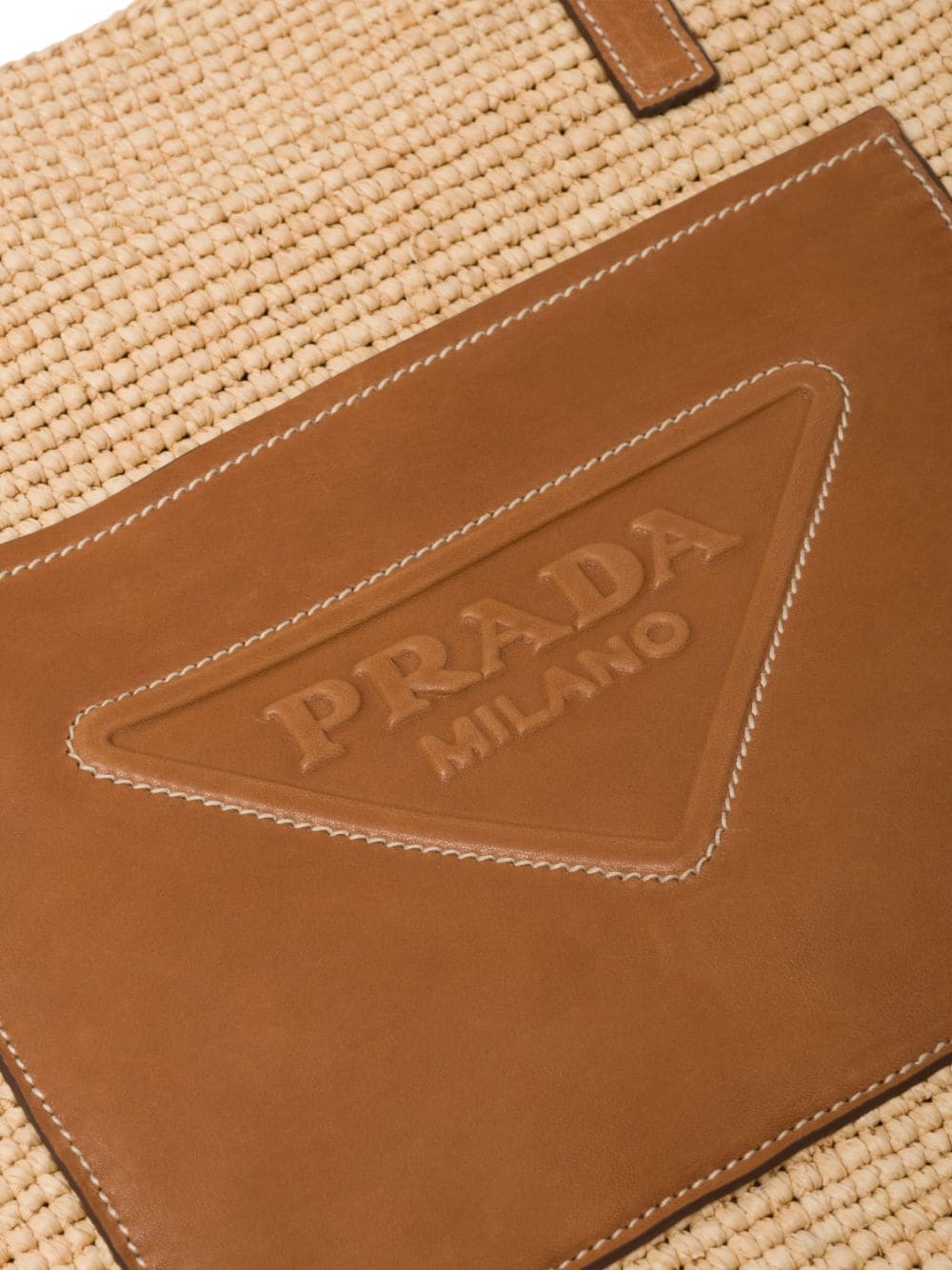 Shop Prada Triangle-logo Raffia Tote Bag In Neutrals
