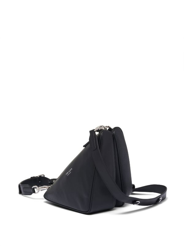 Prada Triangle Saffiano-leather Shoulder Bag | Black | FARFETCH PL