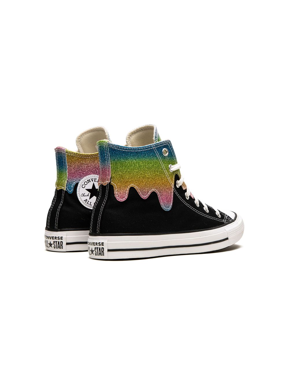 Shop Converse Hi All Star Chuck "glitter Drip" Sneakers In Black
