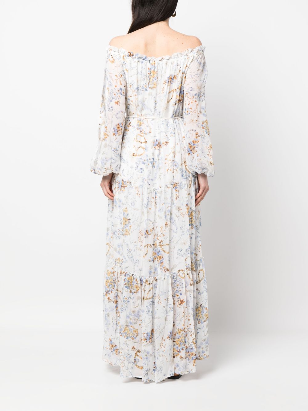 Ermanno Firenze Floral Print Off Shoulder Long Dress Farfetch