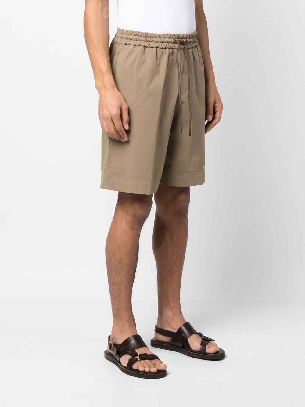 Shop Dondup Drawstring-waist Cotton Shorts In Neutrals