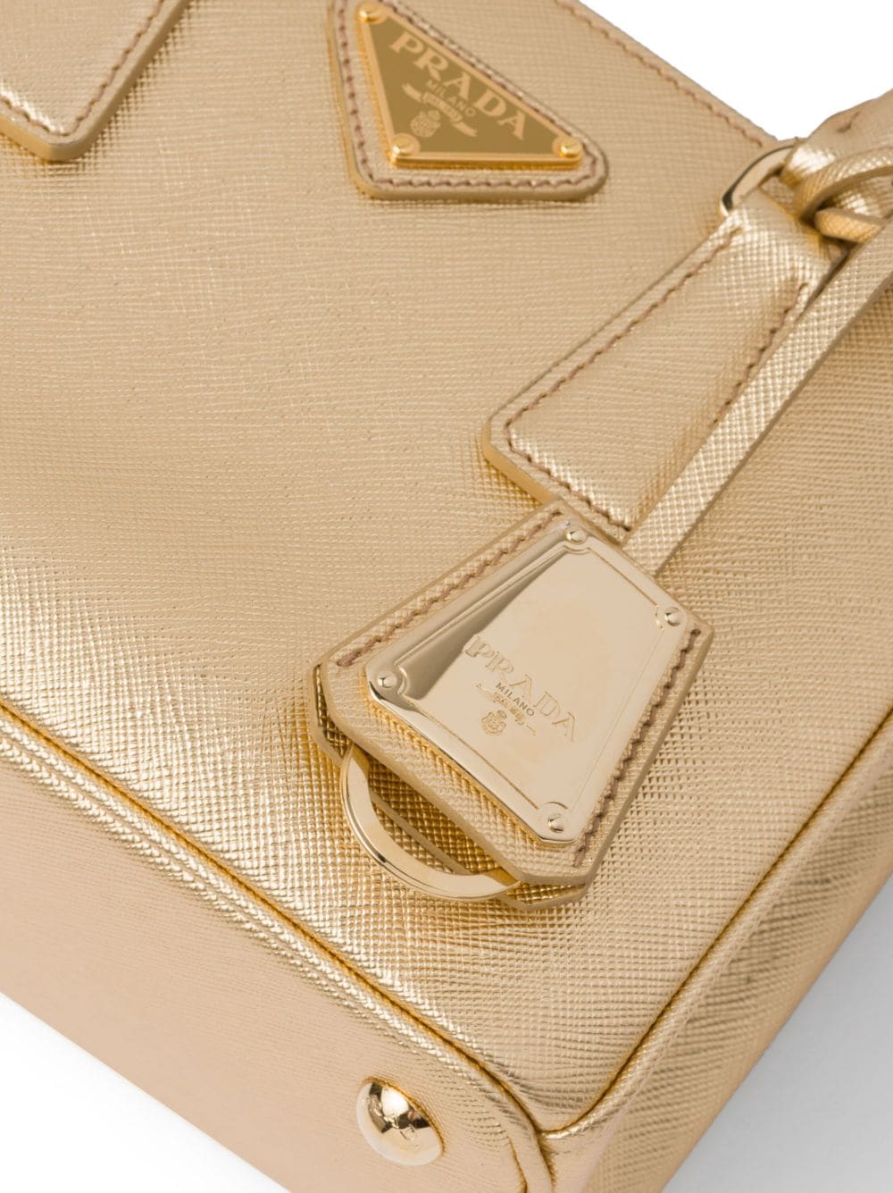 Shop Prada Galleria Leather Mini Bag In Gold