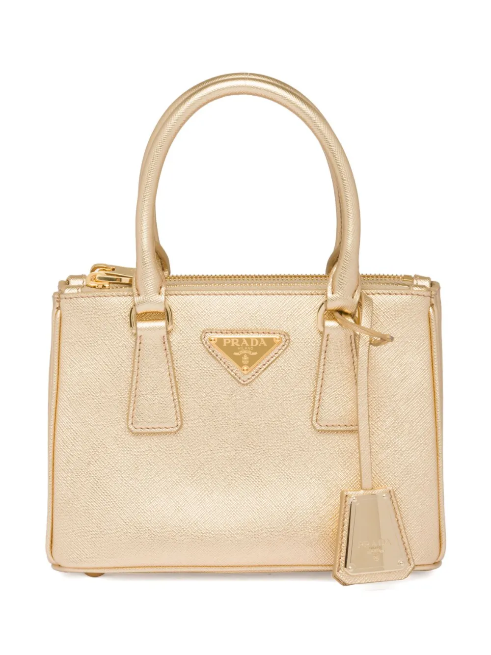 Prada Galleria Leather Mini Bag In Gold