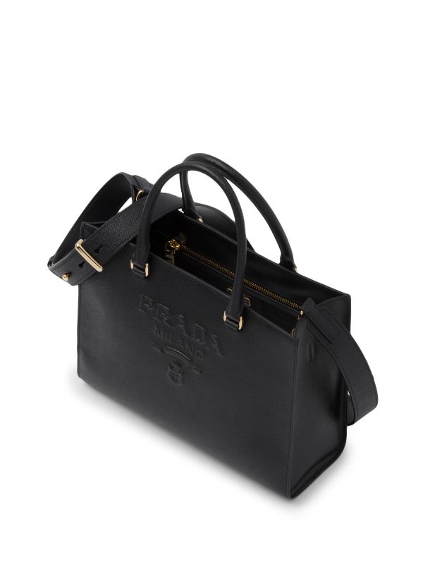Prada Women Prada Light Frame Saffiano Leather Bag Black
