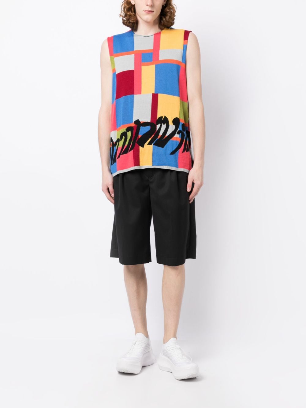 Shop Comme Des Garçons Homme Deux Geometric-print Sleeveless Top In Multicolour