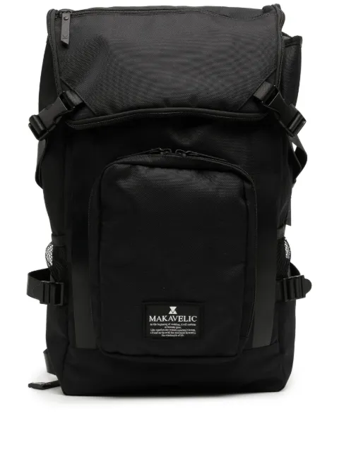 Makavelic multiple pockets logo-patch backpack