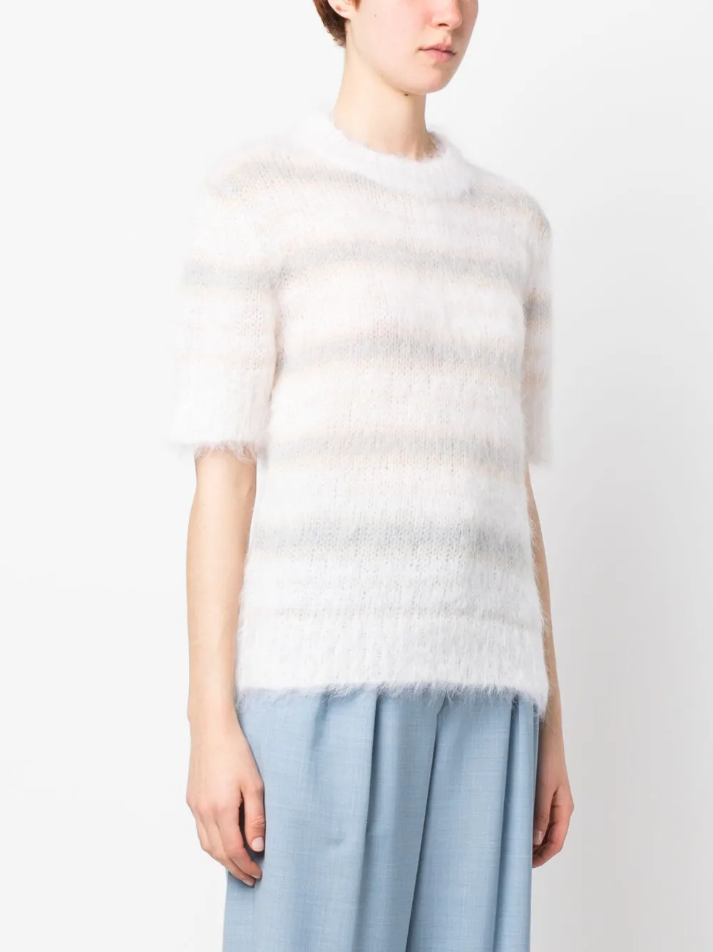 Shop Marni Brushed Mohair T-shirt In Weiss