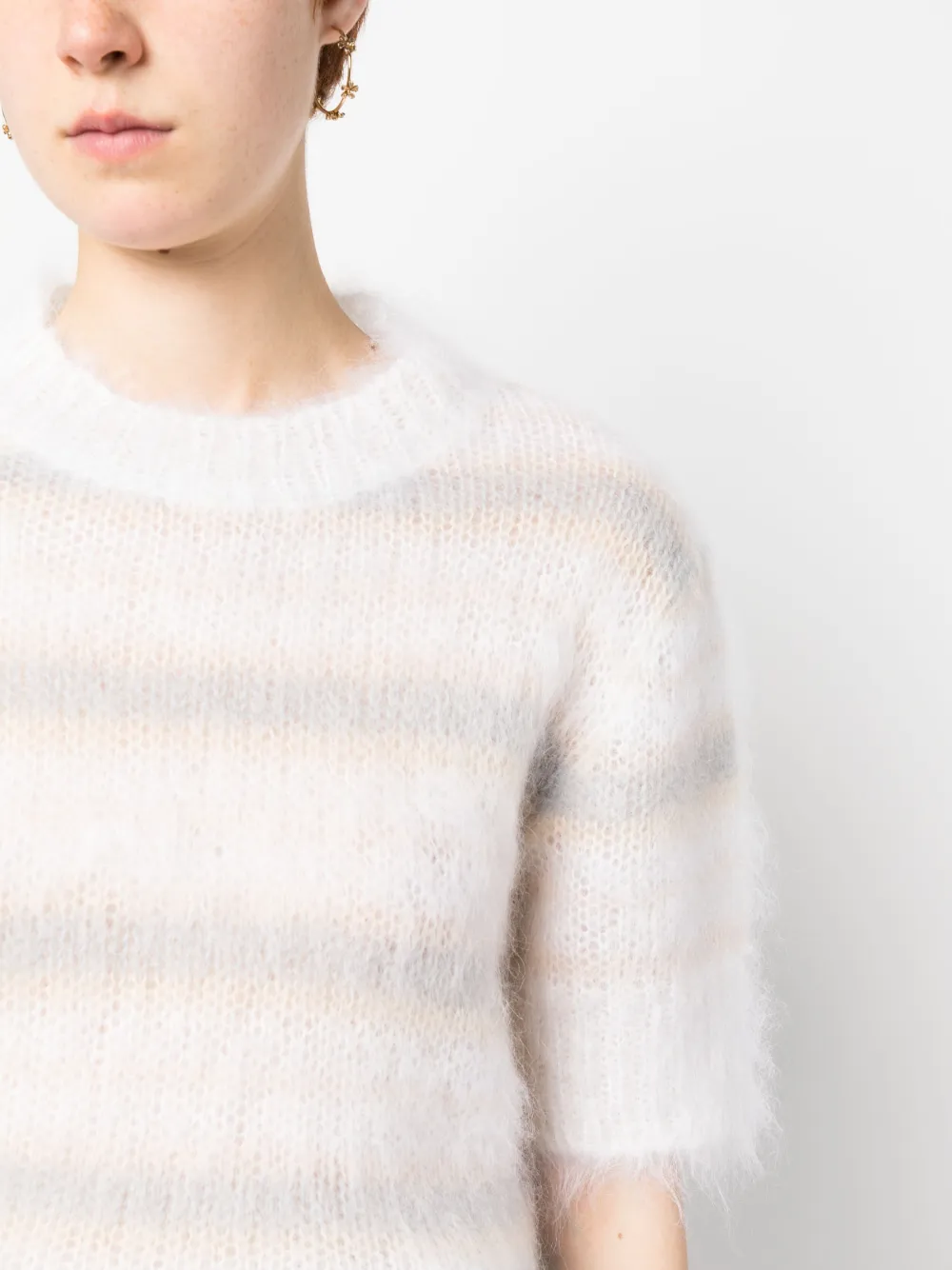 Shop Marni Brushed Mohair T-shirt In Weiss