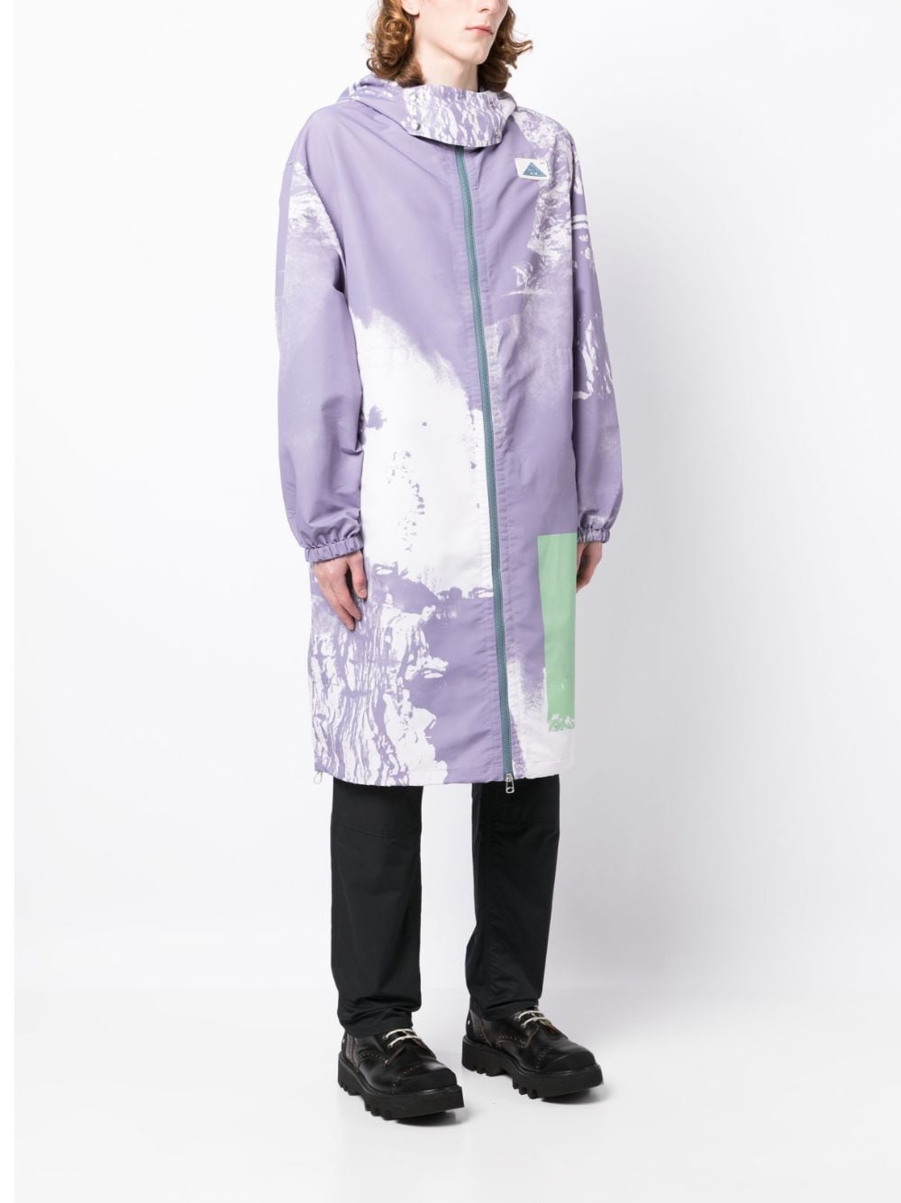 Shop Oamc Biv Abstract-print Parka In Purple