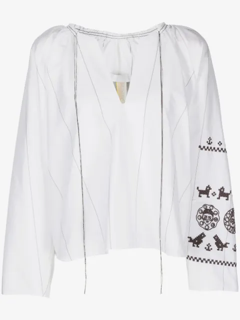 LITKOVSKA embroidered-motif striped blouse
