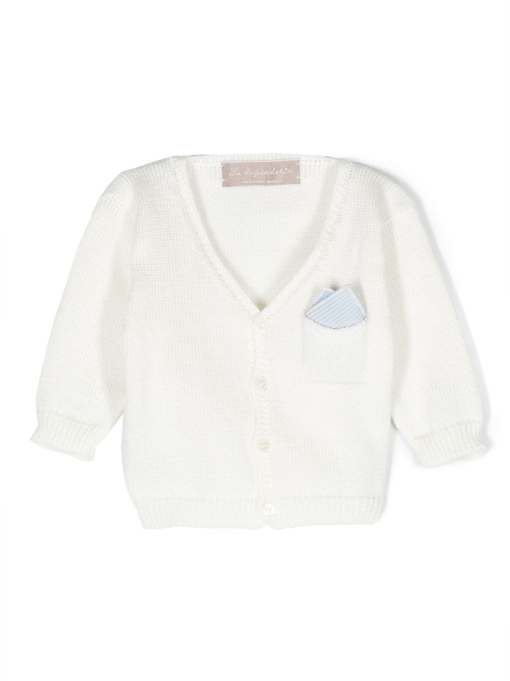 La Stupenderia Babies' Scarf-detailing Knitted Cardigan In Panna