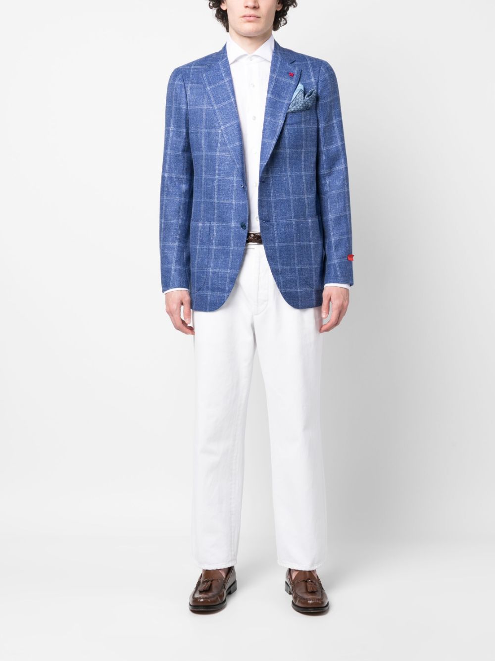 Isaia Blazer met enkele rij knopen - Blauw