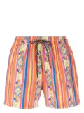 Nos Beachwear geometric-print logo-patch swim shorts - Orange