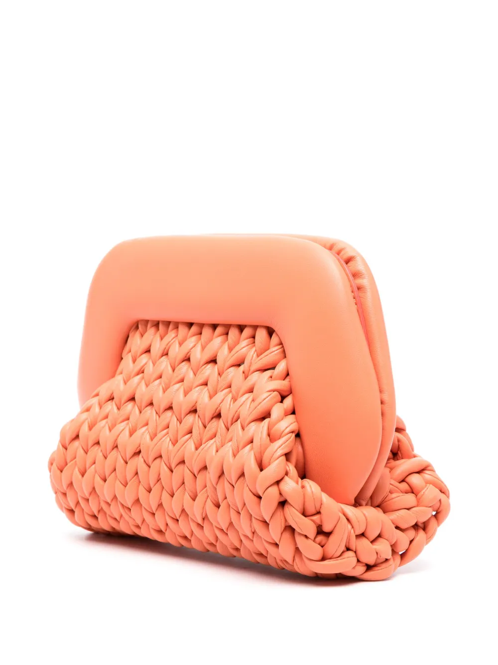 Themoirè Cable Knit Leather Satchel Bag In Orange
