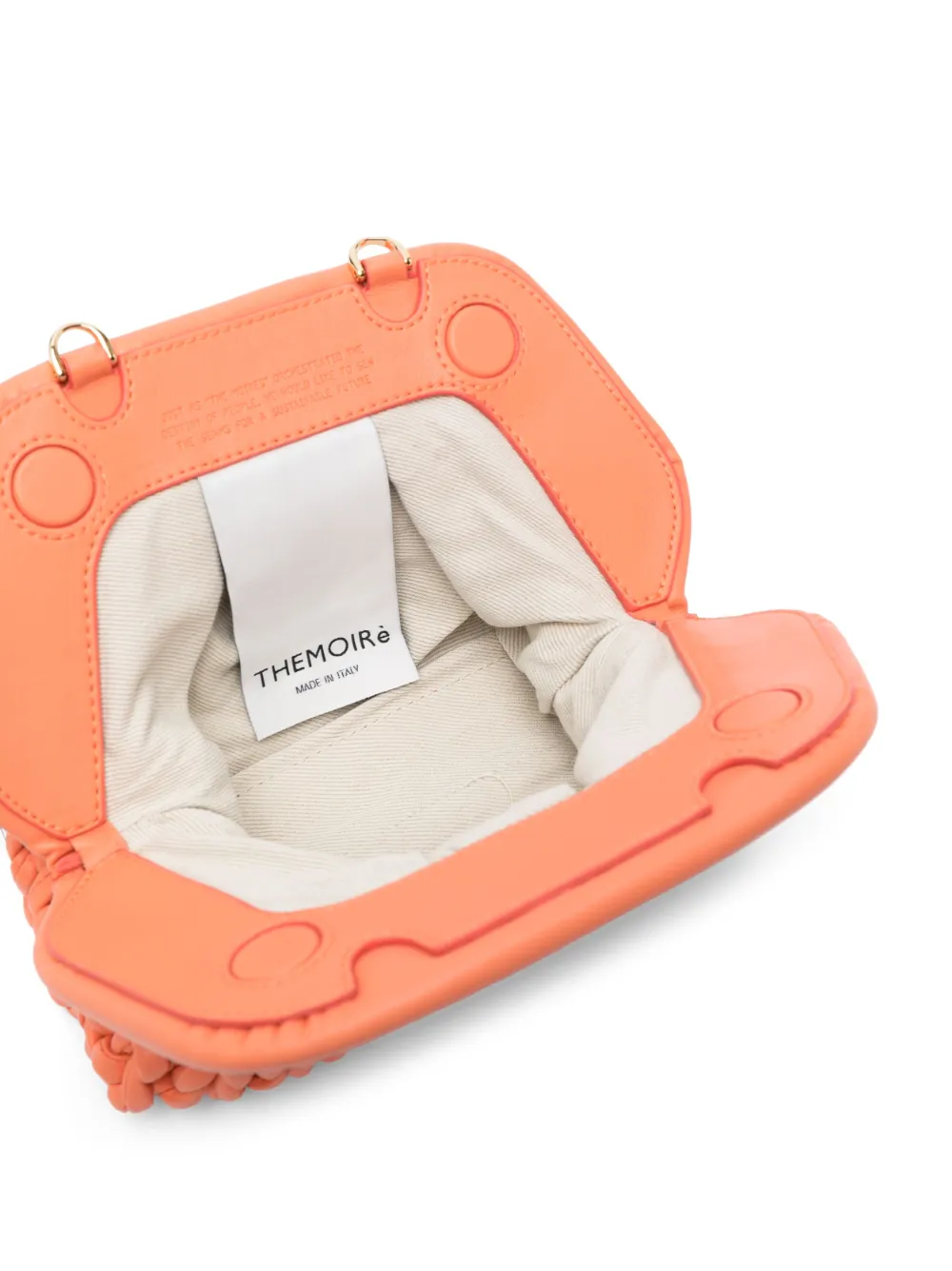 Themoirè Cable Knit Leather Satchel Bag In Orange