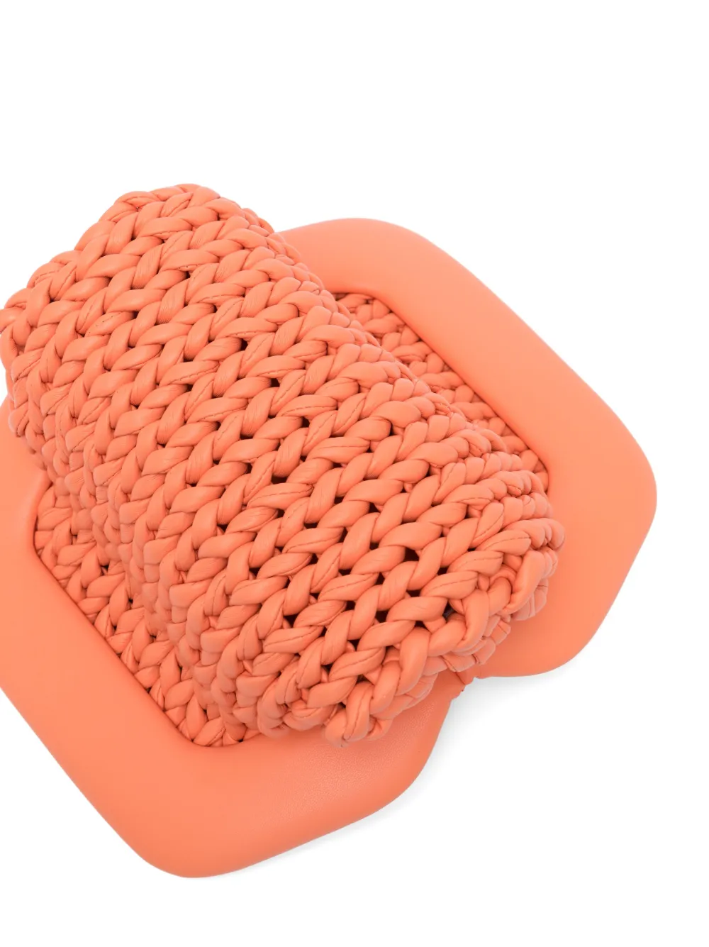 Themoirè Cable Knit Leather Satchel Bag In Orange