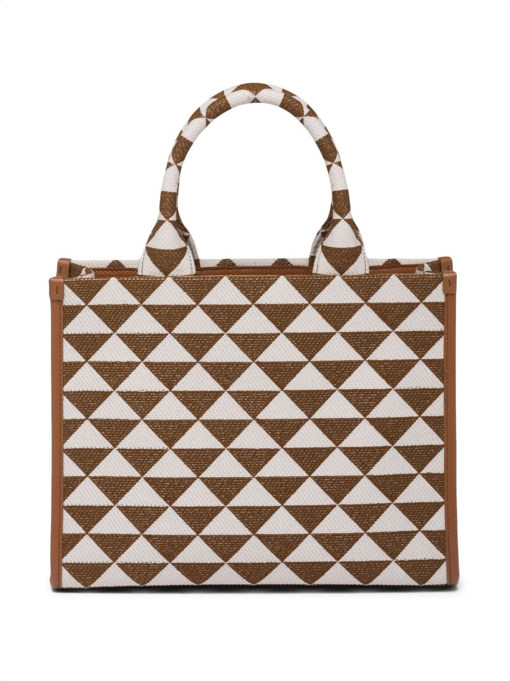 Shop Prada Small Symbole Jacquard Tote Bag In Brown