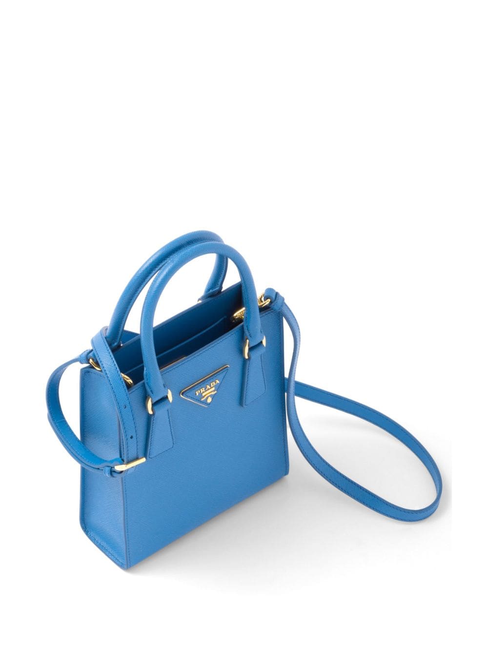 Shop Prada Triangle-logo Saffiano-leather Tote Bag In Blue